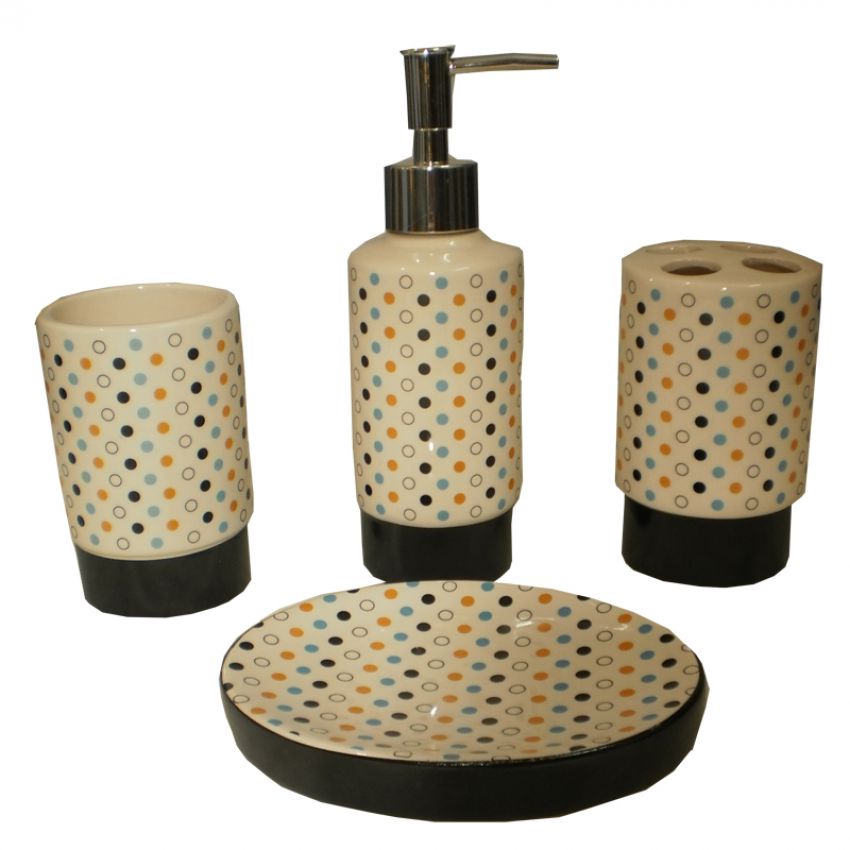 4 Pcs Ceramic Bathroom Set Elegant Design